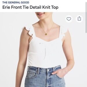 The General Good White Knit Tank Top with Tie Detail